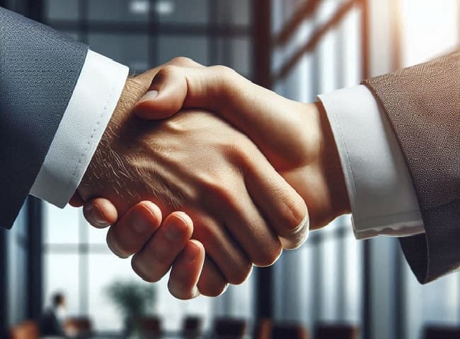 Handshake when closing a deal